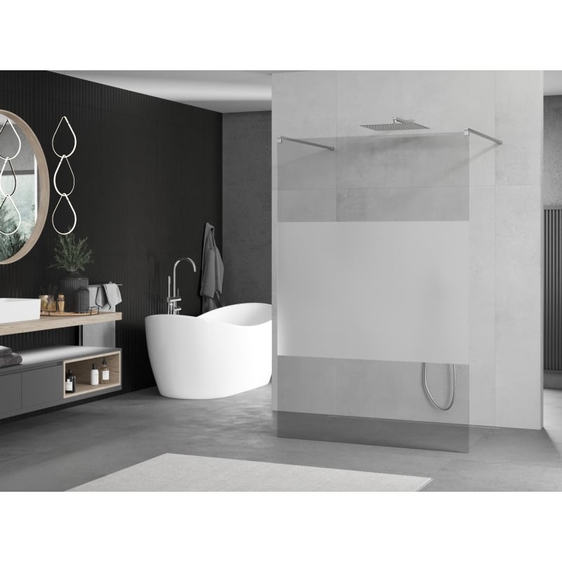 Mexen Kioto paroi de douche autoportante 140 x 200 cm, transparent/givre 8 mm, chrome - 800-140-002-01-35