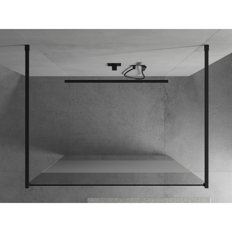 Mexen Kioto paroi de douche autoportante 140 x 200 cm, transparent/verre dépoli 8 mm, noir - 800-140-002-70-35