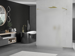 Mexen Kioto paroi de douche autoportante 120 x 200 cm, givrée 8 mm, dorée - 800-120-002-50-30