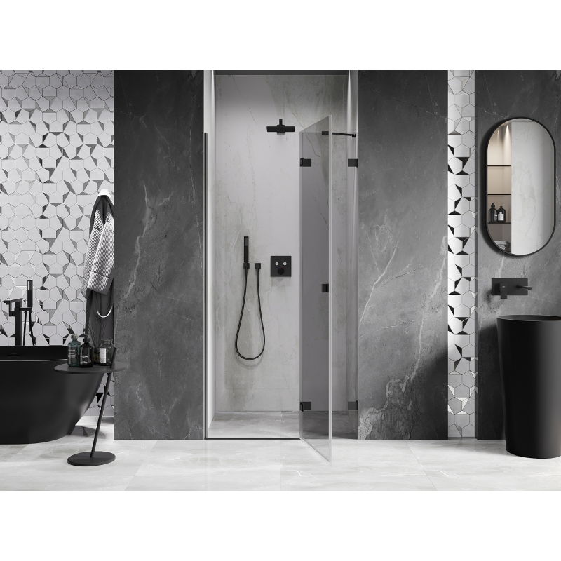 Mexen Lunar porte de douche battante droite 90 cm, transparent, noir - 834-090-000-70-00-P