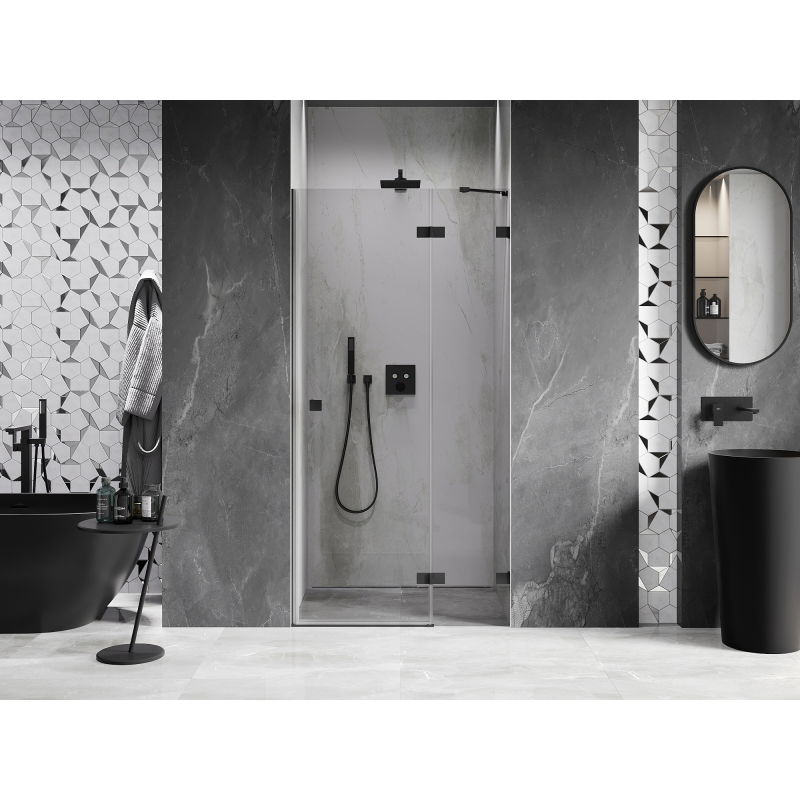 Mexen Lunar porte de douche battante droite 115 cm, transparent, noir - 834-115-000-70-00-P