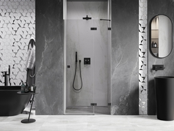 Mexen Lunar porte de douche battante droite 120 cm, transparent, noir - 834-120-000-70-00-P