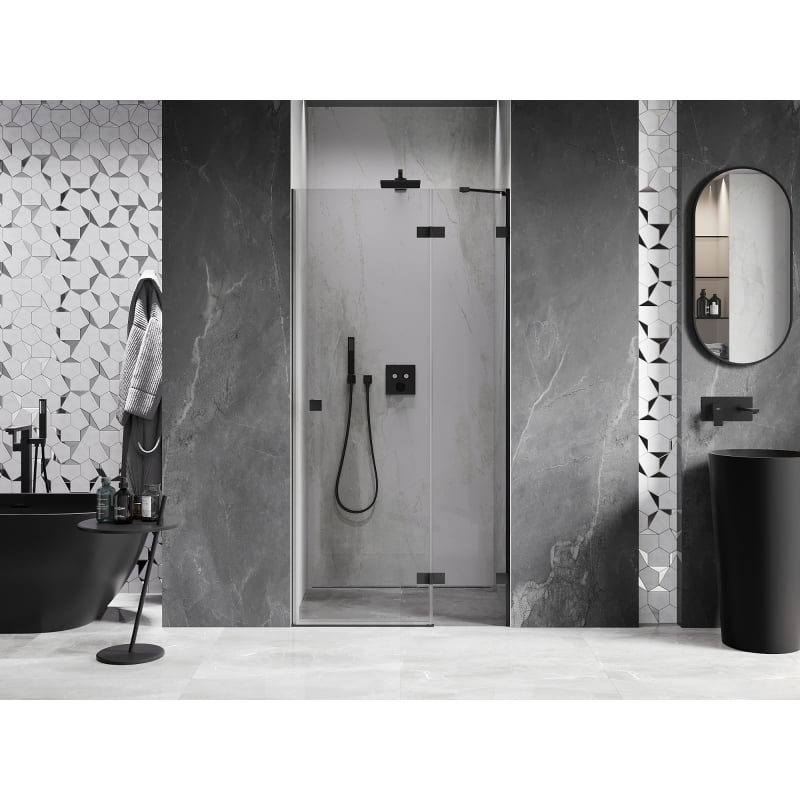 Mexen Lunar porte de douche pivotante droite 125 cm, transparent, noir - 834-125-000-70-00-P