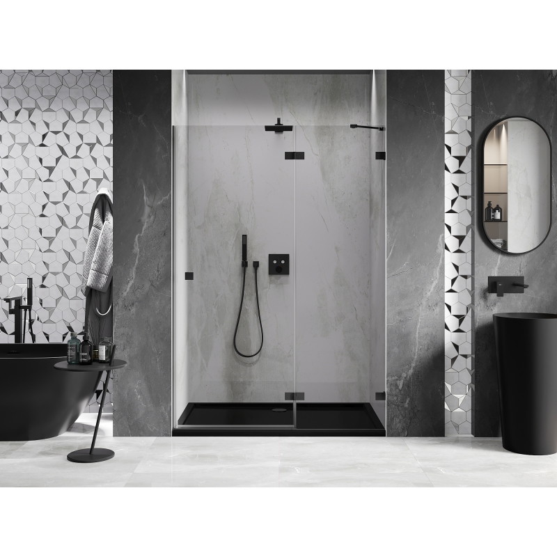 Mexen Lunar porte de douche battante droite 140 cm, transparent, noir - 834-140-000-70-00-P