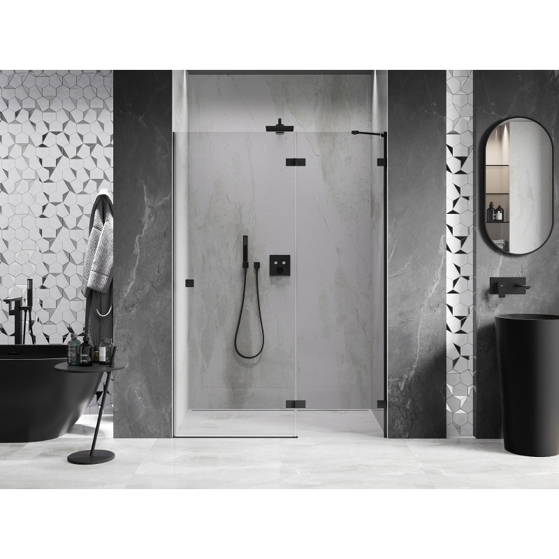Mexen Lunar porte de douche battante droite 140 cm, transparent, noir - 834-140-000-70-00-P