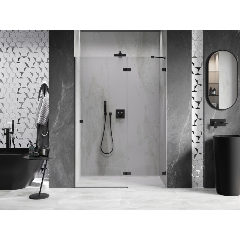 Mexen Lunar porte de douche battante droite 140 cm, transparent, noir - 834-140-000-70-00-P