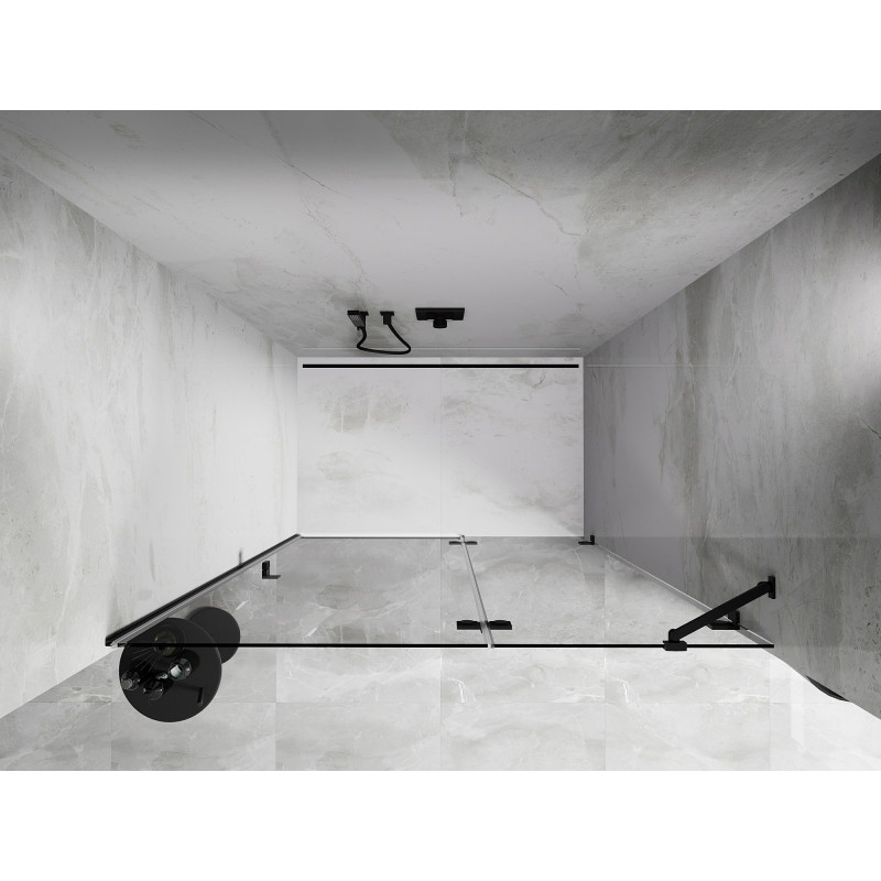 Mexen Lunar porte de douche battante droite 140 cm, transparent, noir - 834-140-000-70-00-P