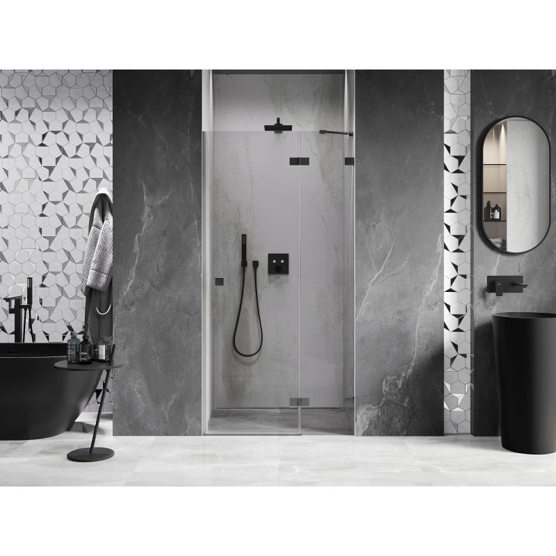 Mexen Lunar porte de douche battante droite 125 cm, transparent, gun metal - 834-125-000-95-00-P