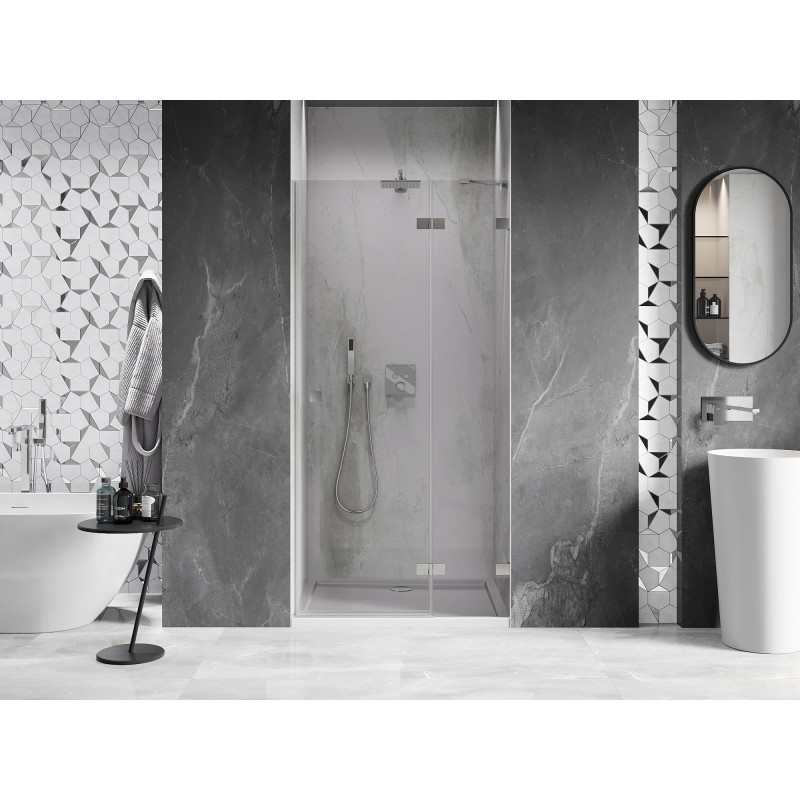 Mexen Lunar porte de douche battante droite 85 cm, transparent, nickel brossé - 834-085-000-97-00-P