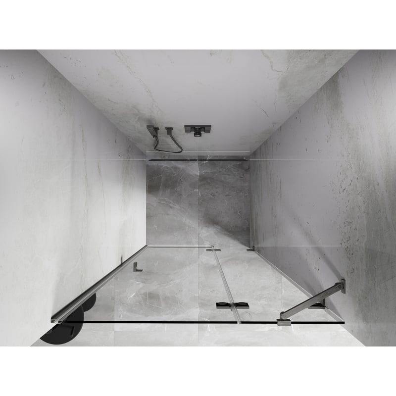 Mexen Lunar porte de douche battante droite 90 cm, transparent, nickel brossé - 834-090-000-97-00-P