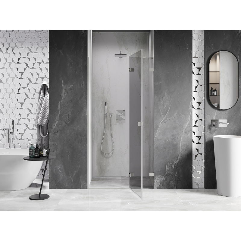 Mexen Lunar porte de douche pivotante droite 95 cm, transparente, nickel brossé - 834-095-000-97-00-P