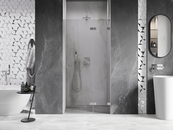 Mexen Lunar porte de douche battante droite 115 cm, transparent, nickel brossé - 834-115-000-97-00-P