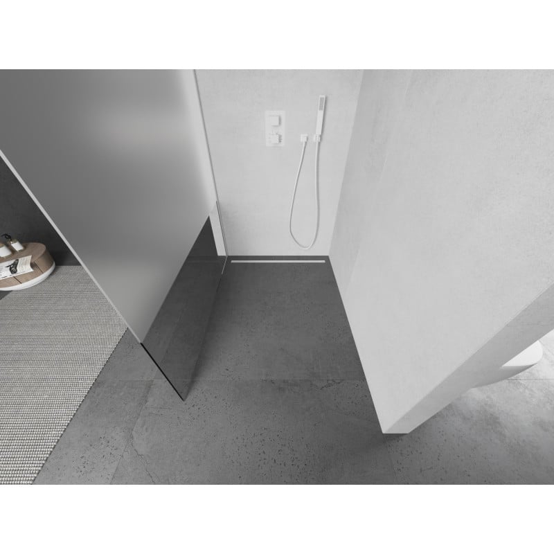 Mexen Kioto paroi de douche Walk-in 100 x 200 cm, transparent/givre 8 mm, blanc - 800-100-101-20-35