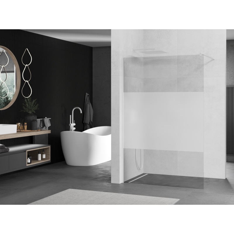 Mexen Kioto paroi de douche Walk-in 100 x 200 cm, transparent/verre dépoli 8 mm, blanc - 800-100-101-20-35