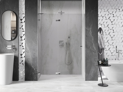Mexen Lunar L porte de douche battante gauche 135 cm, transparent, chrom - 834L-135-000-01-00-L