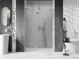 Mexen Lunar L porte de douche pivotante gauche 135 cm, transparent, chrome - 834L-135-000-01-00-L