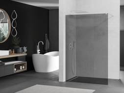 Mexen Kioto Paroi de douche Walk-in 70 x 200 cm, graphite 8 mm, blanc - 800-070-101-20-40