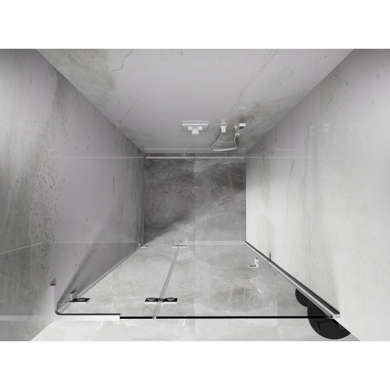 Mexen Lunar L porte de douche pivotante gauche 80 cm, transparent, blanc - 834L-080-000-20-00-L