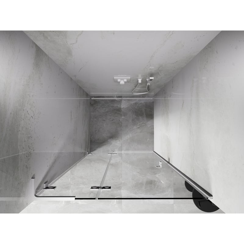 Mexen Lunar L porte de douche pivotante gauche 100 cm, transparent, blanc - 834L-100-000-20-00-L