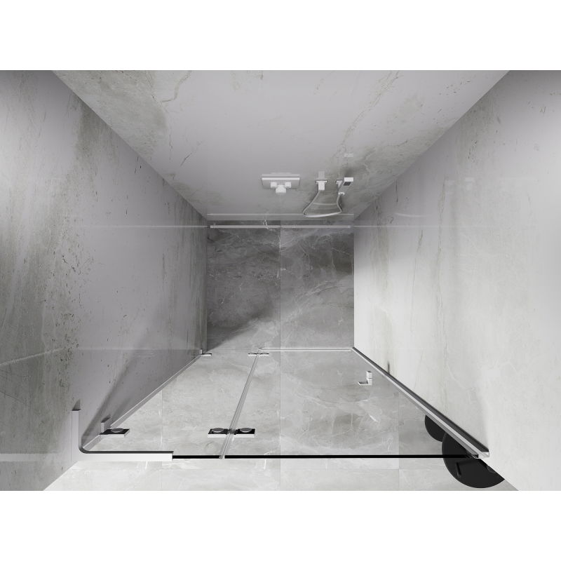 Mexen Lunar L porte de douche battante gauche 110 cm, transparent, blanc - 834L-110-000-20-00-L