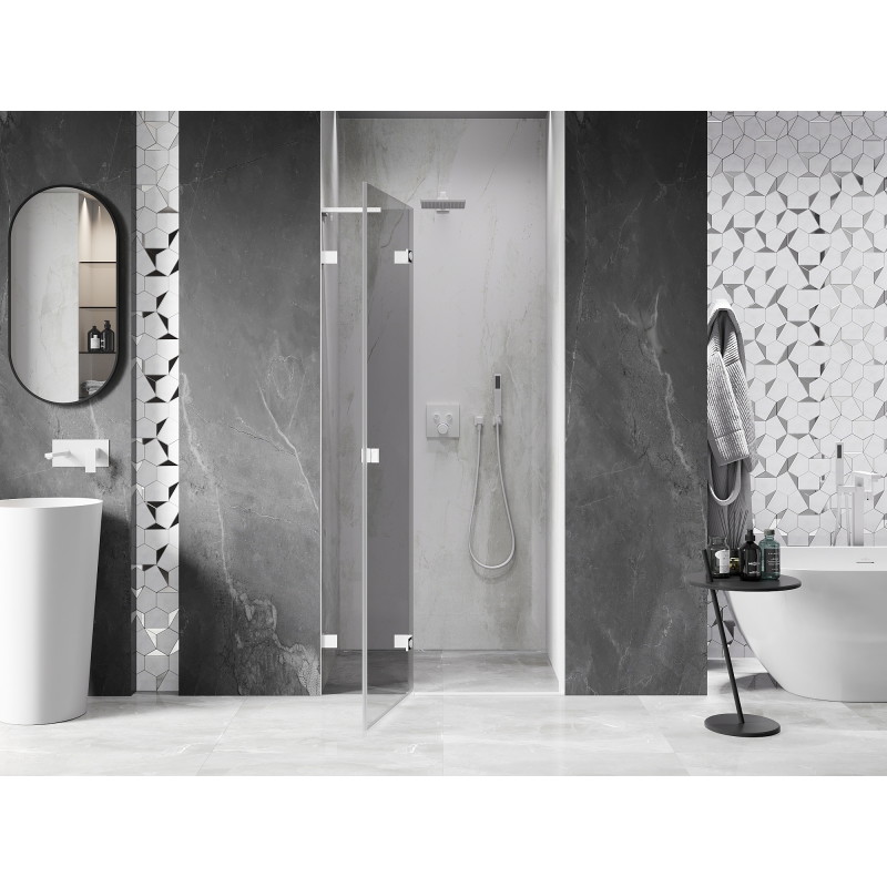 Mexen Lunar L porte de douche pivotante gauche 125 cm, transparent, blanc - 834L-125-000-20-00-L