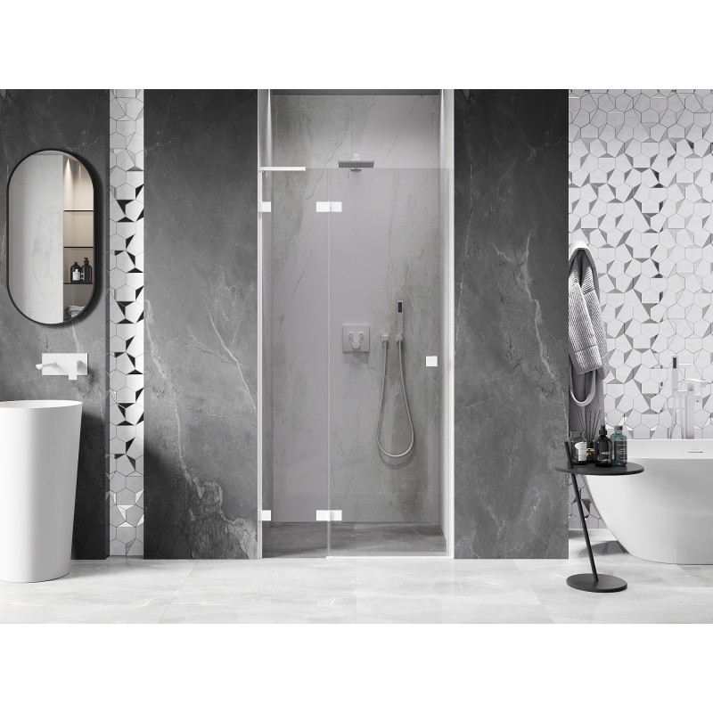 Mexen Lunar L porte de douche pivotante gauche 125 cm, transparent, blanc - 834L-125-000-20-00-L
