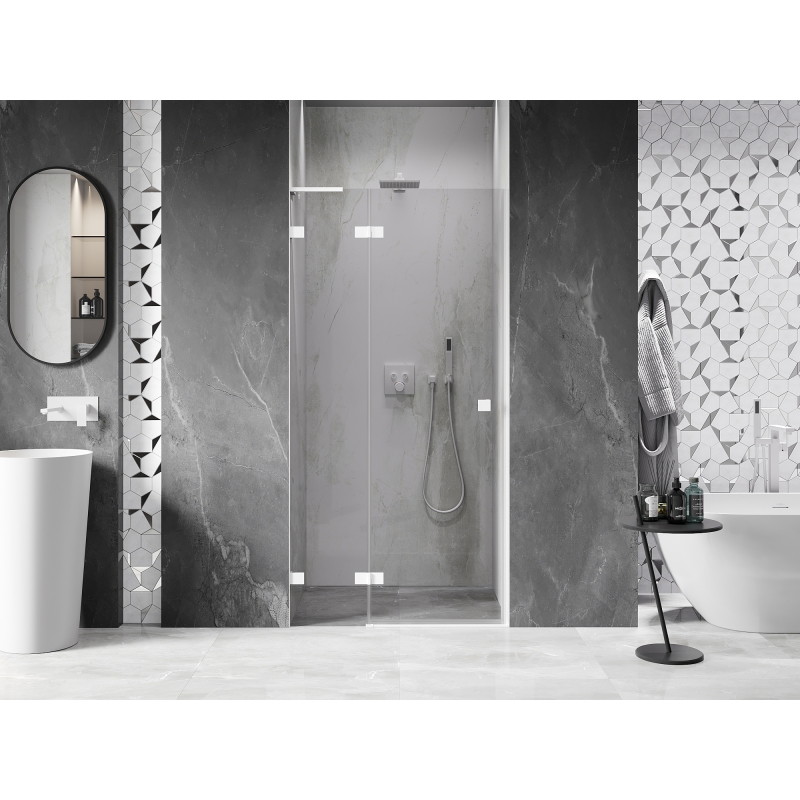 Mexen Lunar L porte de douche pivotante gauche 125 cm, transparent, blanc - 834L-125-000-20-00-L