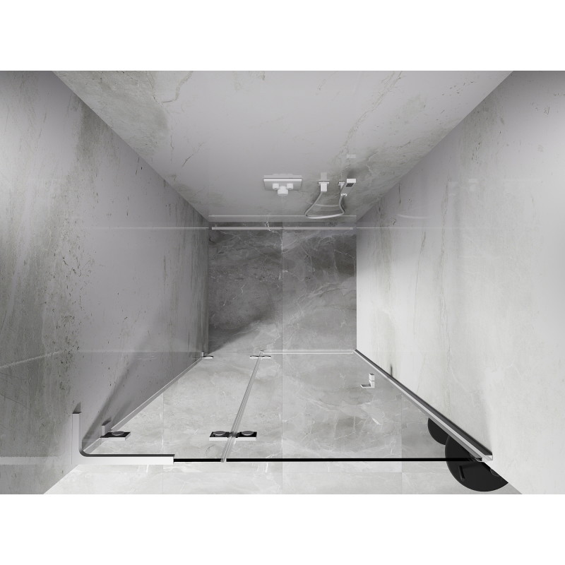 Mexen Lunar L porte de douche pivotante gauche 125 cm, transparent, blanc - 834L-125-000-20-00-L