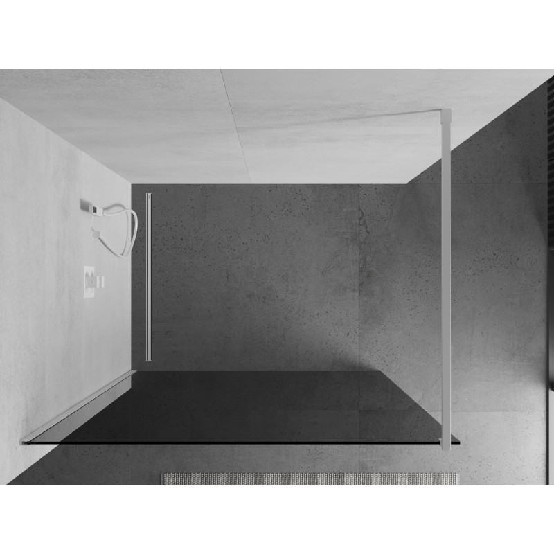 Mexen Kioto paroi de douche Walk-in 100 x 200 cm, graphite 8 mm, blanc - 800-100-101-20-40