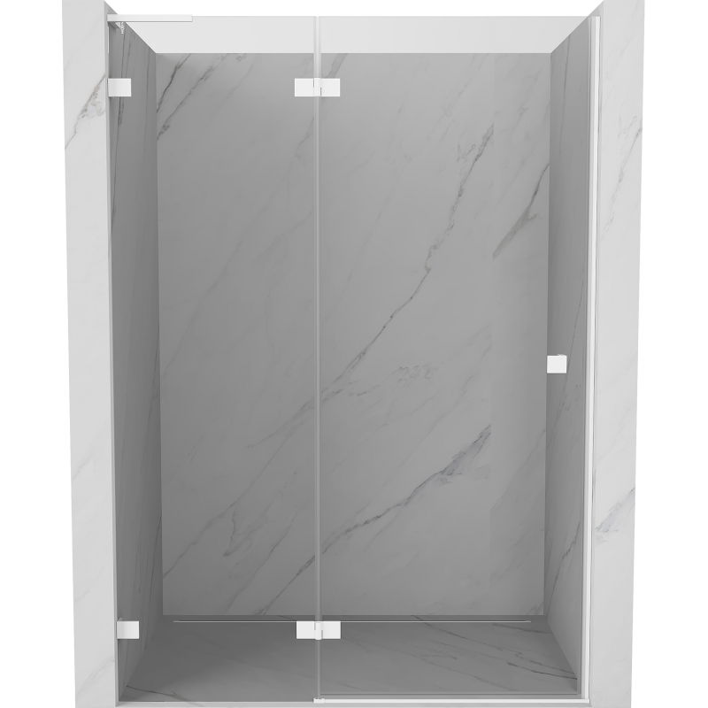 Mexen Lunar L porte de douche pivotante gauche 140 cm, transparent, blanc - 834L-140-000-20-00-L