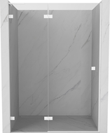 Mexen Lunar L porte de douche pivotante gauche 140 cm, transparent, blanc - 834L-140-000-20-00-L