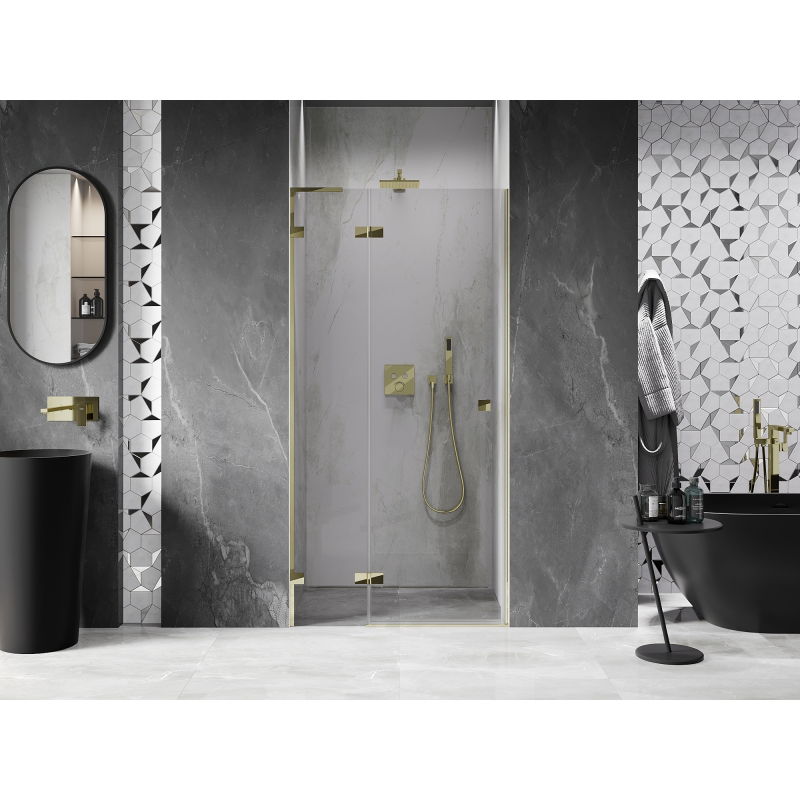 Mexen Lunar L porte de douche pivotante gauche 120 cm, transparente, dorée - 834L-120-000-50-00-L