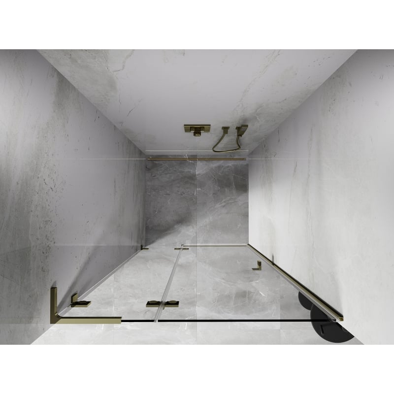 Mexen Lunar L porte de douche pivotante gauche 125 cm, transparent, doré - 834L-125-000-50-00-L