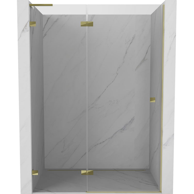 Mexen Lunar L porte de douche pivotante gauche 135 cm, transparent, dorée - 834L-135-000-50-00-L