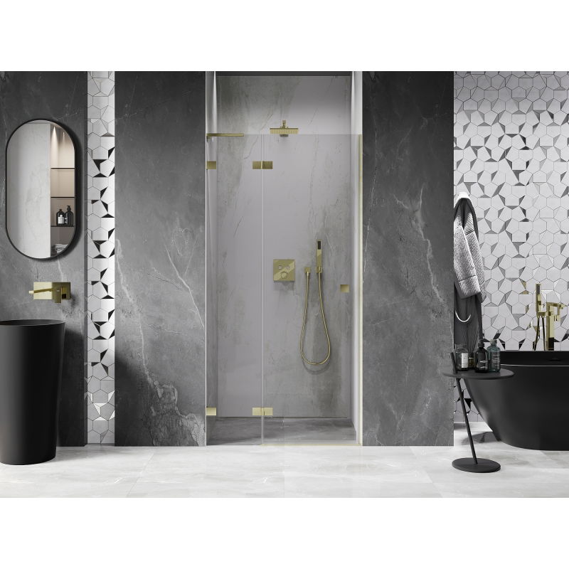 Mexen Lunar L porte de douche pivotante gauche 100 cm, transparent, doré brossé - 834L-100-000-55-00-L