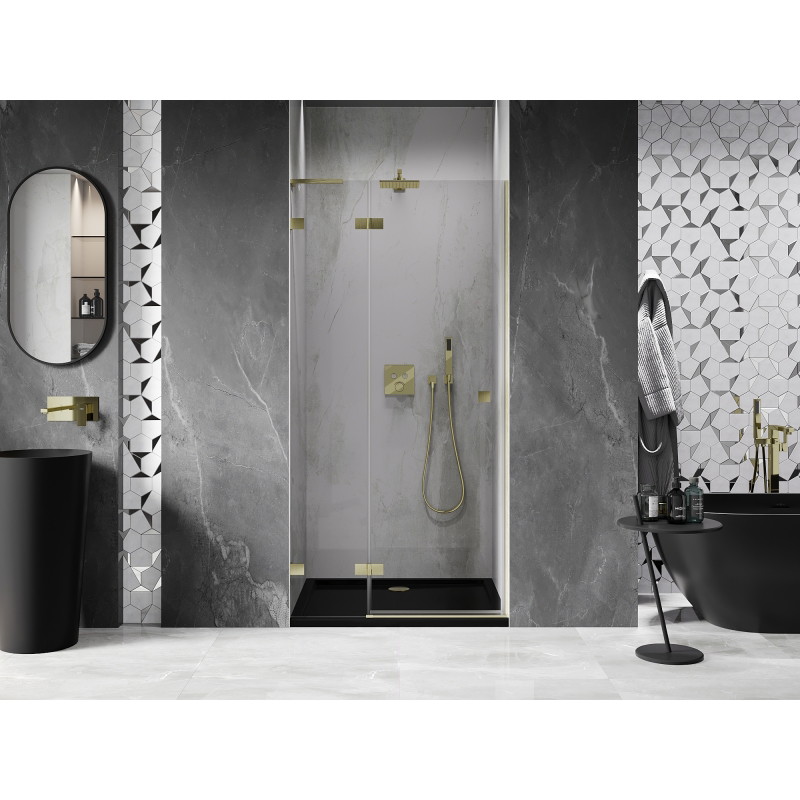 Mexen Lunar L porte de douche pivotante gauche 110 cm, transparent, or brossé - 834L-110-000-55-00-L