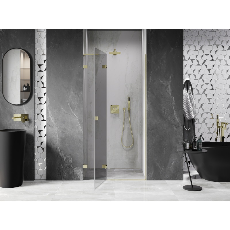 Mexen Lunar L porte de douche pivotante gauche 110 cm, transparent, or brossé - 834L-110-000-55-00-L