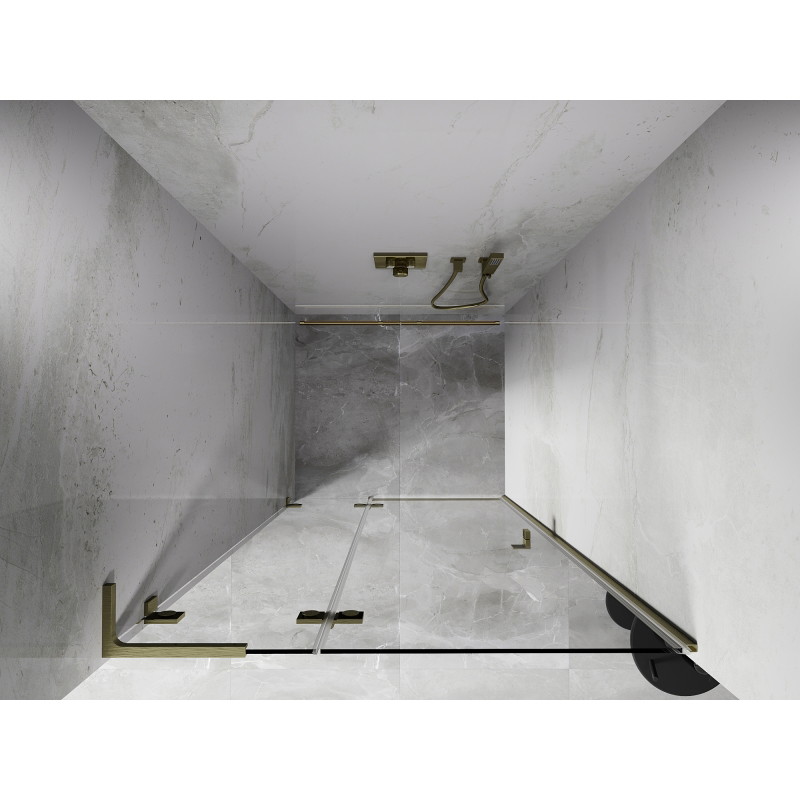 Mexen Lunar L porte de douche pivotante gauche 110 cm, transparent, or brossé - 834L-110-000-55-00-L