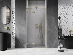 Mexen Lunar L porte de douche pivotante gauche 115 cm, transparent, or brossé - 834L-115-000-55-00-L