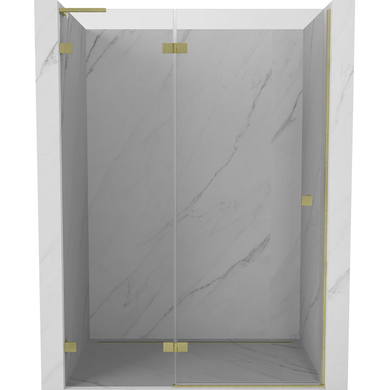 Mexen Lunar L porte de douche pivotante gauche 130 cm, transparent, doré brossé - 834L-130-000-55-00-L