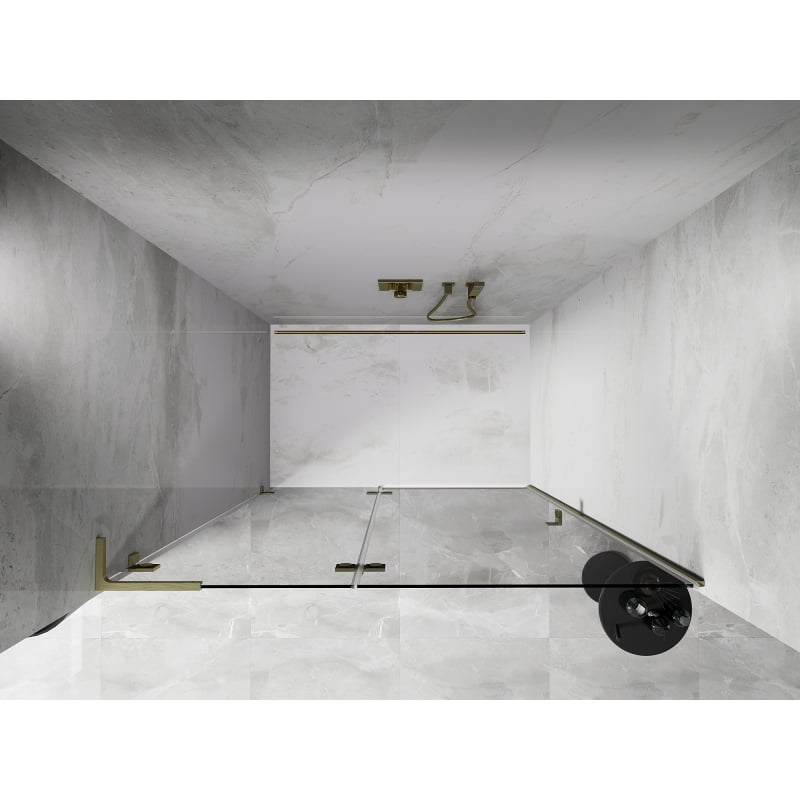 Mexen Lunar L porte de douche pivotante gauche 140 cm, transparent, or brossé - 834L-140-000-55-00-L