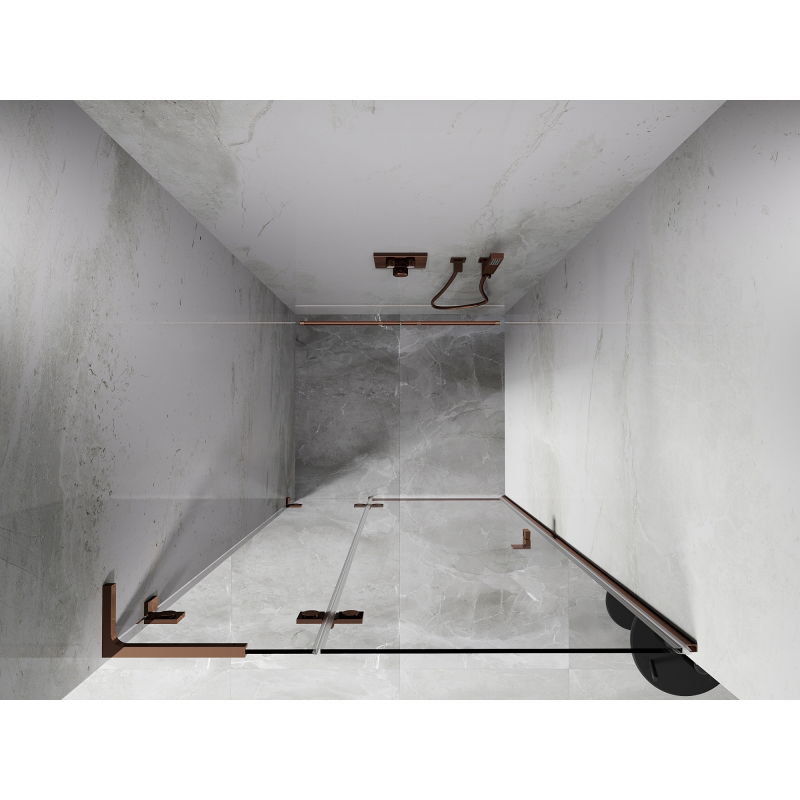 Mexen Lunar L porte de douche pivotante gauche 75 cm, transparent, or rose - 834L-075-000-60-00-L