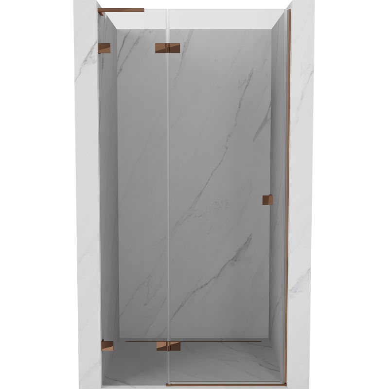 Mexen Lunar L porte de douche pivotante gauche 85 cm, transparent, or rose - 834L-085-000-60-00-L