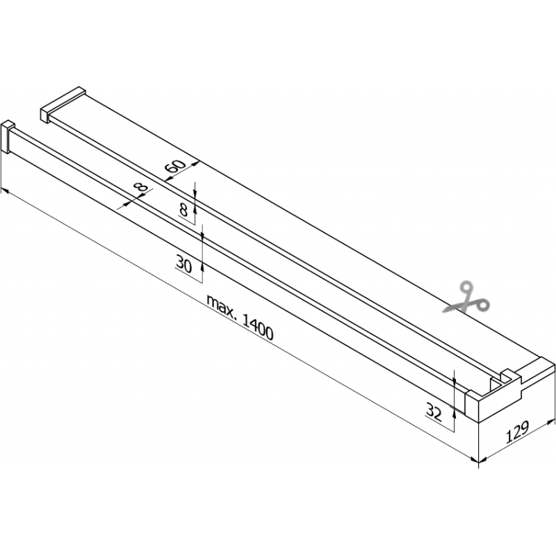 Mexen étagère pour paroi de douche avec barre pour serviettes, chrome - 800-02-01