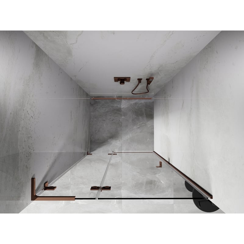 Mexen Lunar L porte de douche pivotante gauche 125 cm, transparent, or rose - 834L-125-000-60-00-L