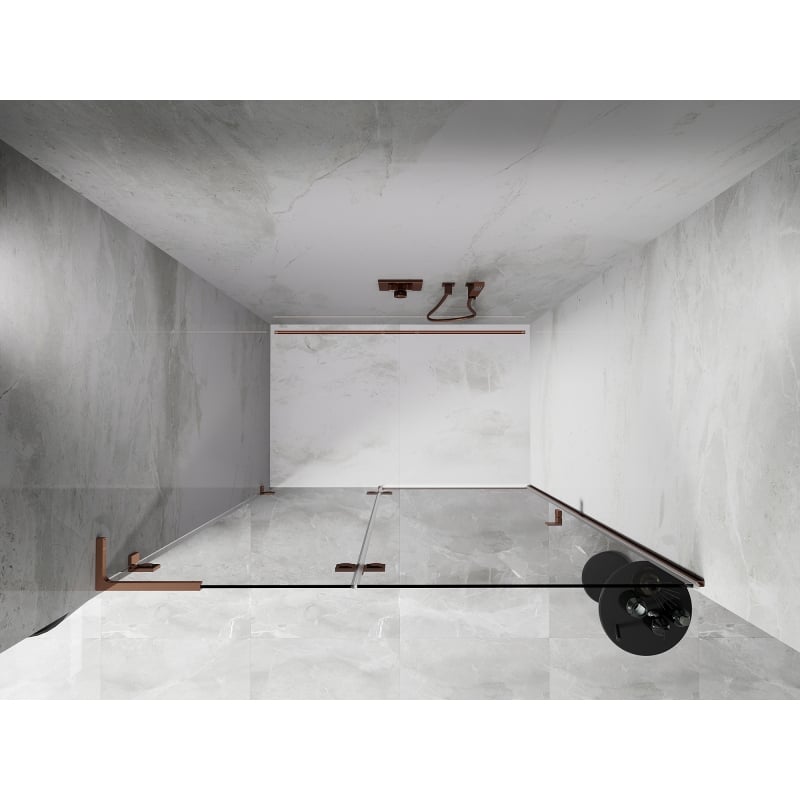 Mexen Lunar L porte de douche pivotante gauche 135 cm, transparent, or rose - 834L-135-000-60-00-L