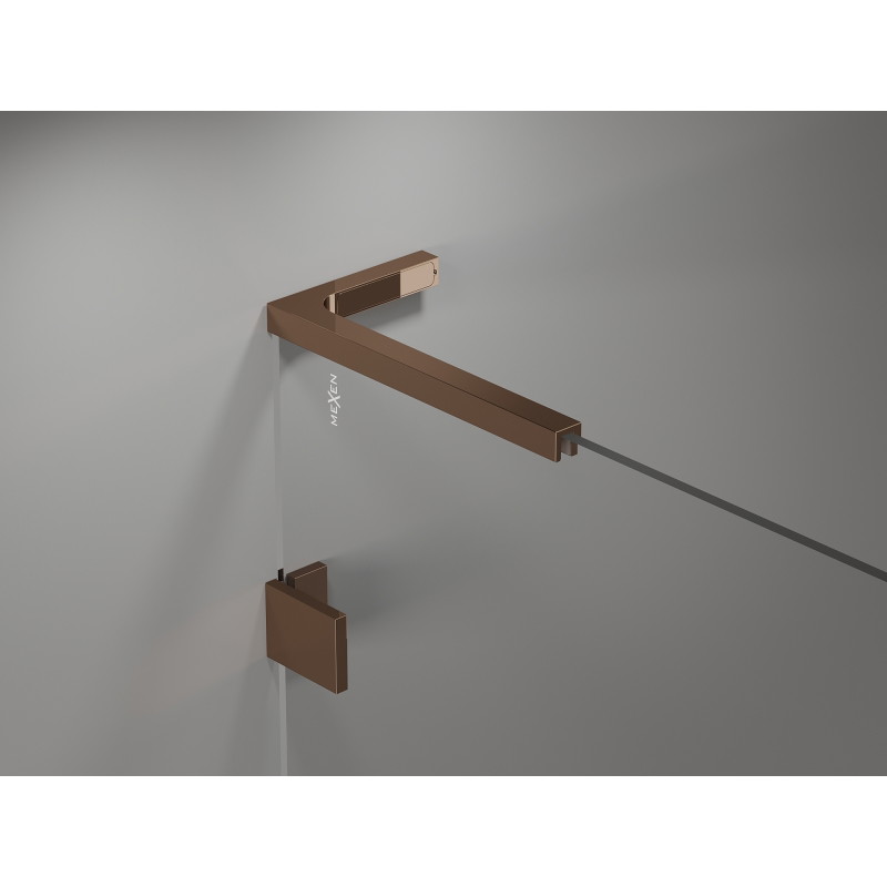 Mexen Lunar L porte de douche pivotante gauche 140 cm, transparent, or rose - 834L-140-000-60-00-L