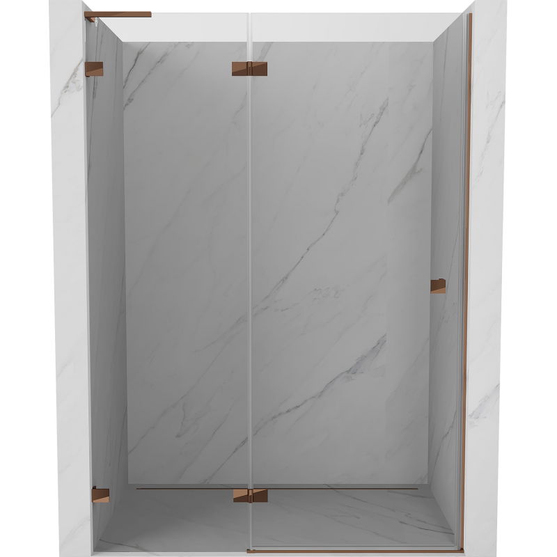 Mexen Lunar L porte de douche pivotante gauche 140 cm, transparent, or rose - 834L-140-000-60-00-L