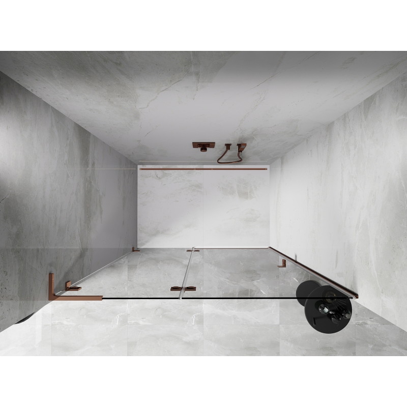 Mexen Lunar L porte de douche pivotante gauche 140 cm, transparent, or rose - 834L-140-000-60-00-L