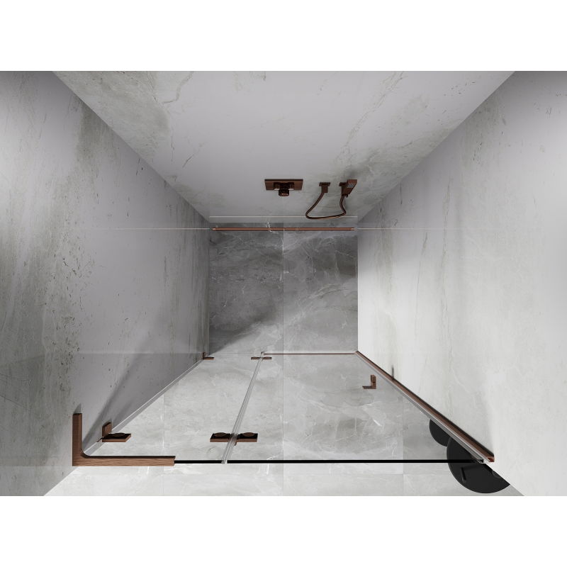 Mexen Lunar L porte de douche pivotante à gauche 80 cm, transparent, cuivre brossé - 834L-080-000-65-00-L